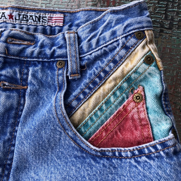 vintage color block jeans